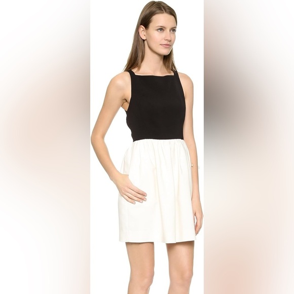 Jill Jill Stuart Colorblock Crepe Fit & Flare Open Back Square Neck Dress EUC 4 - Picture 4 of 12